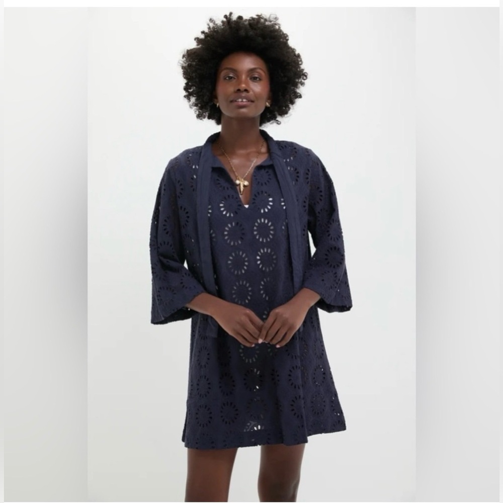 Tuckernuck Navy Noir Cleo Eyelet Tunic Coverup Dress